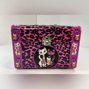 Vintage Lisa Frank Siamese Cats Latch Box Leopard Print Container Roxi & Rollie